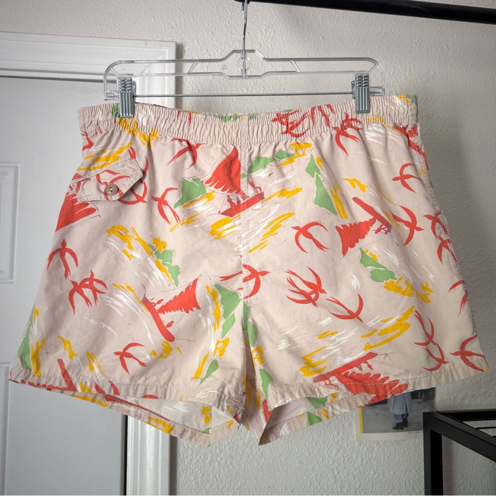 JC PENNEY vintage menβs nautical Hawaiianβ tropical bird abstract paint shorts